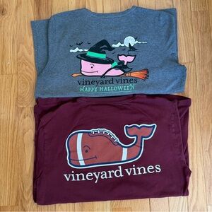 Vineyard Vines Halloween Witch and Football Whale Shirts - Gray and Maroon
